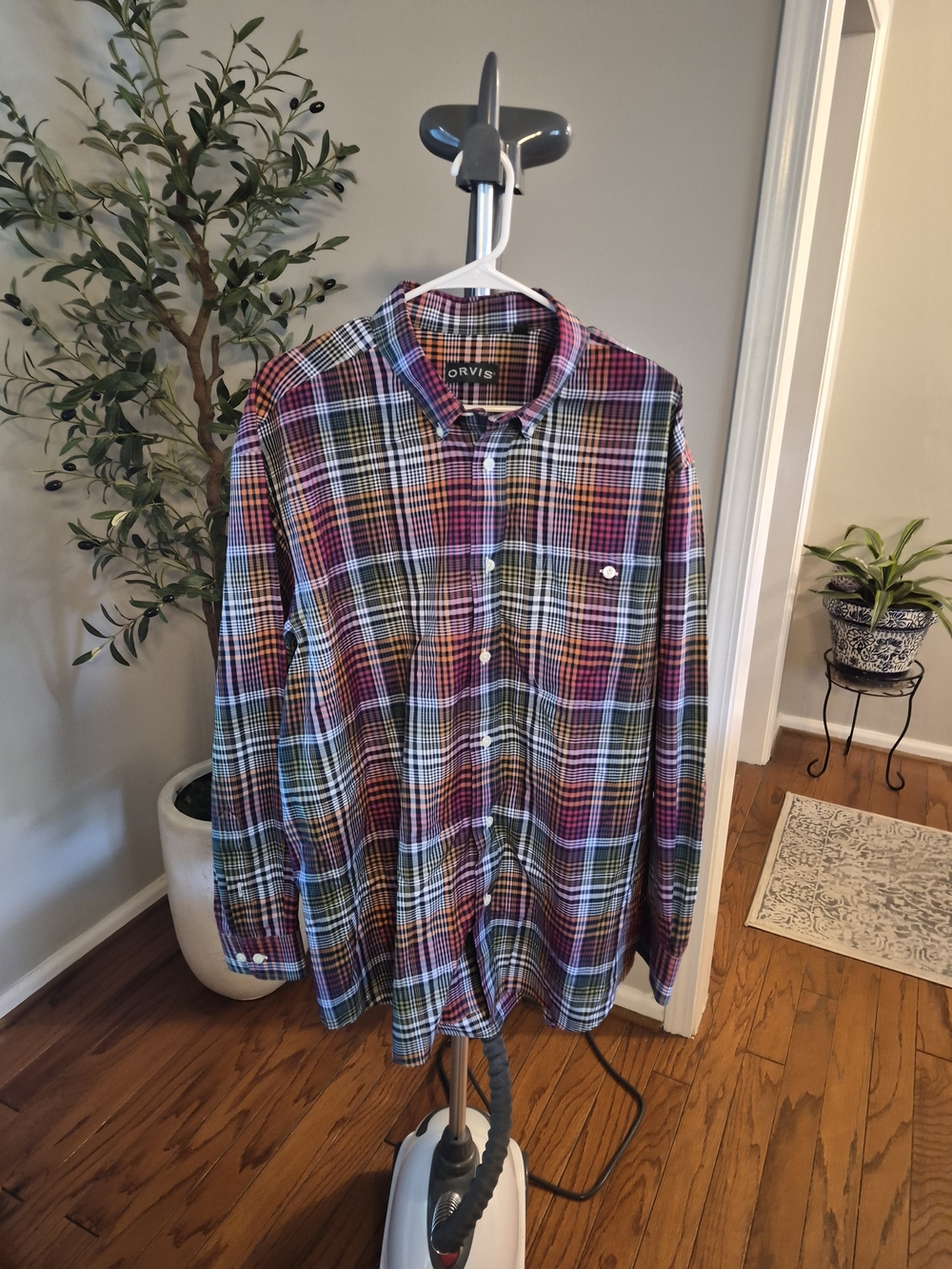 Orvis Men's Multicolor Plaid Button-Up 100% Cotton Long Sleeve Shirt Size XL - Picture 2 of 9